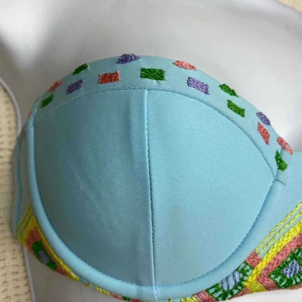 Beach Riot Embroidered Underwire Bandeau‎ Bikini Top